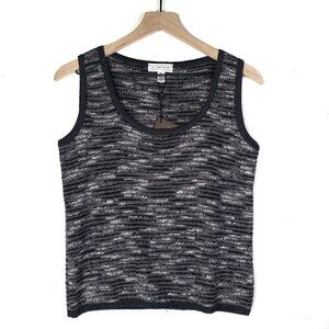 NEW St John Sport Sleeveless Sweater Vest S Black Grey Knit Top Tank Shell NWT